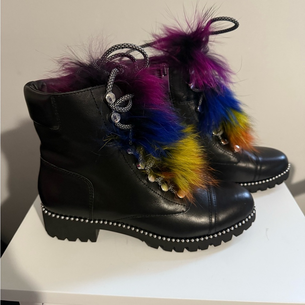 Genuine Fox Fur leather boots new in the box
